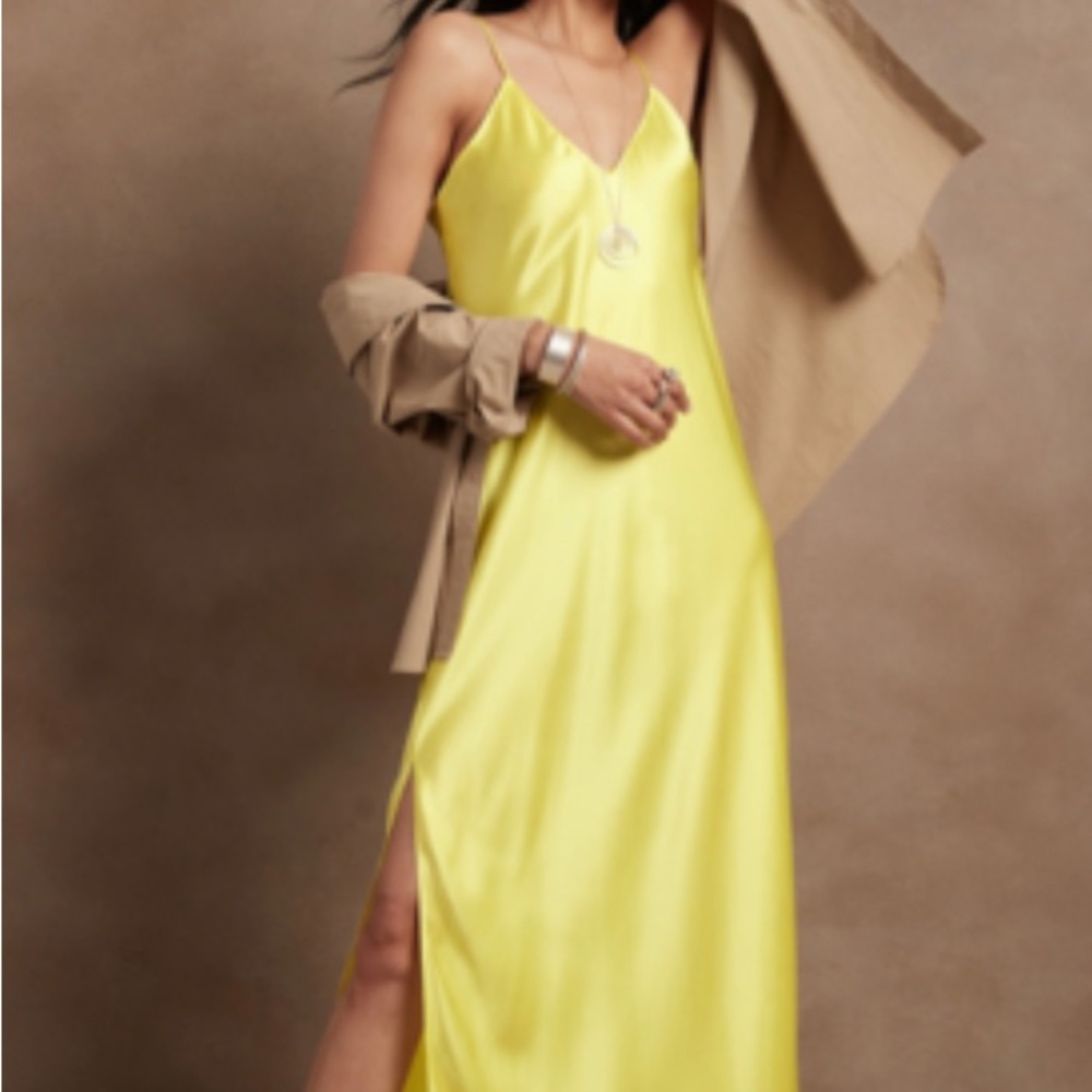 NEW Banana Republic Small Yellow 100% Silk Dreamer Dress